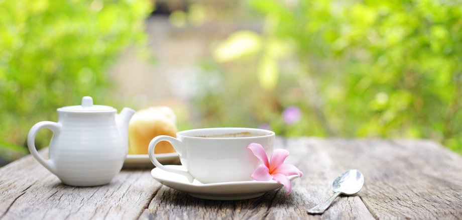 coffee and bread at outdoor