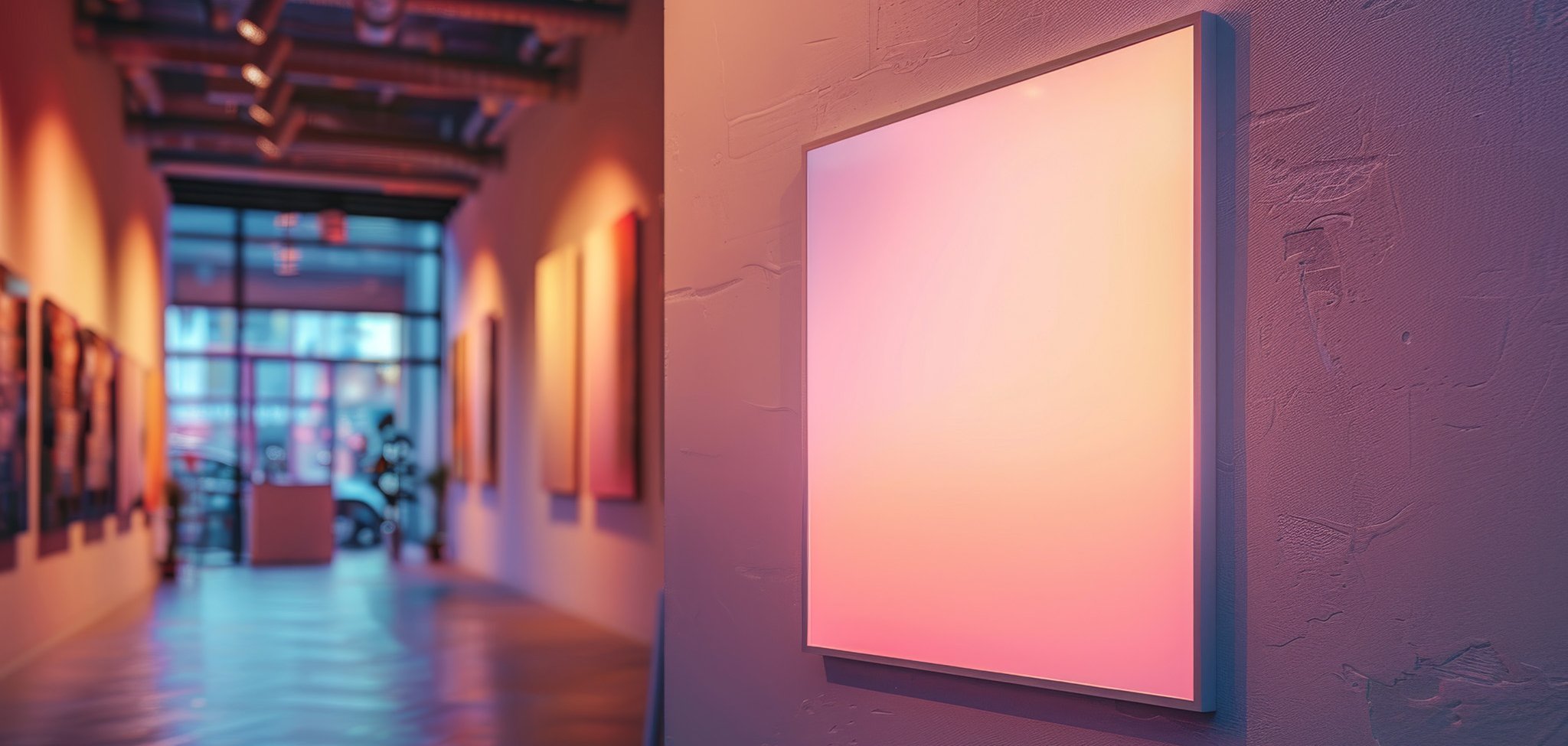 A Blank Canvas Illuminated in a Modern Art Gallery