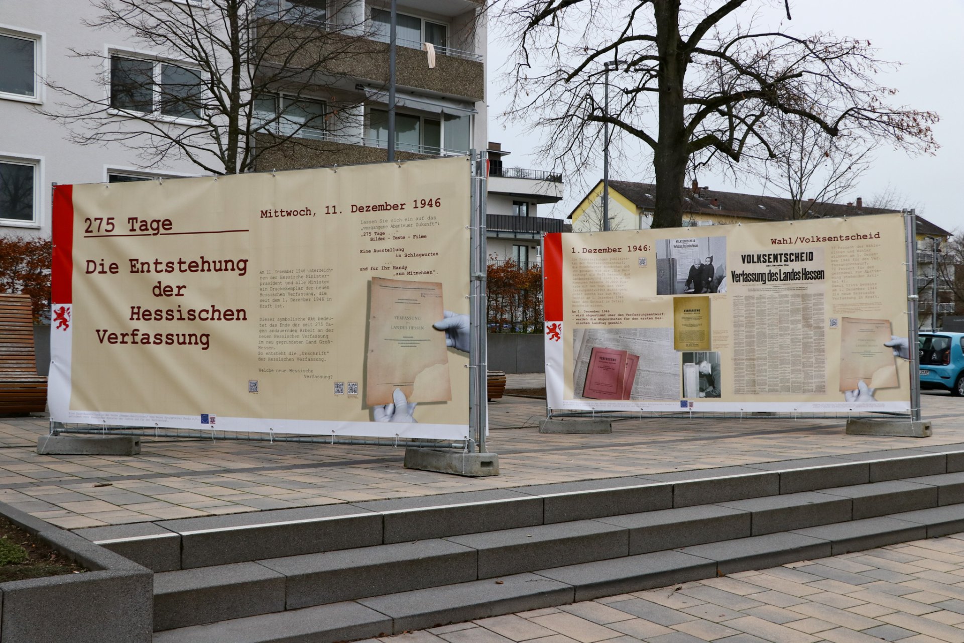 Zaun-Ausstellung "Die Entstehung der Hessischen Verfassung" Zaun-Ausstellung "Die Entstehung der Hessischen Verfassung"